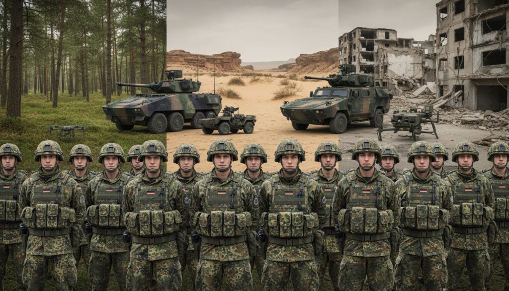 Neues Tarnmuster Bundeswehr: Multitarn statt Flecktarn [Bildinhalt mit KI erstellt]