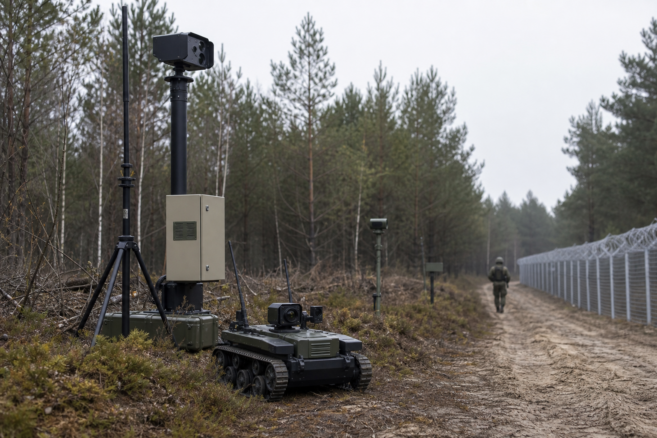 Automatisierte Sensoren und ein Bodenroboter sichern einen Abschnitt der NATO-Ostflanke [Bildinhalt mit KI erstellt]