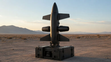 Roadrunner-M: معترض المسيّرات القابل لإعادة الاستخدام – صورة تحريرية – Bild mit KI generiert [Bildinhalt mit KI erstellt]